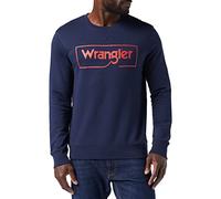 Wrangler Men's Frame Logo Crew Navy Sweatshirt, X-Large