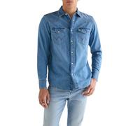 Wrangler Western Langarmhemd M Mid Light Wash