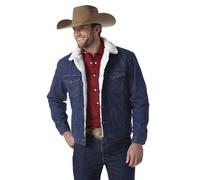 Wrangler Men's Western Style Lined Denim Jacket, Large, Denim/Sherpa