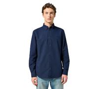 Wrangler Langarmhemd Oxford Herren Button-Down-Kragen Dunkelblau Regular Fit M