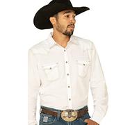 Wrangler Men's Retro Two Pocket Long Sleeve Snap Shirt, White, S