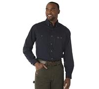 Wrangler Riggs Workwear Men's Logger Twill Long Sleeve Work Shirt, Navy, XL Tall