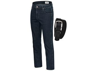 Wrangler Texas Stretch Herren Jeans Regular Fit inkl. Gürtel (W36/L34, Black)