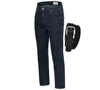Wrangler Texas Stretch Herren Jeans Regular Fit inkl. Gürtel (W40/L34, Blue Black)