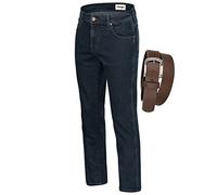 Wrangler Texas Stretch Herren Jeans Regular Fit inkl. Gürtel (W40/L34, Blue Black + brauner Gürtel)