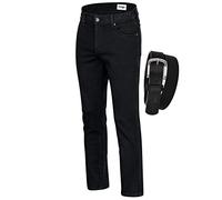 Wrangler Texas Stretch Herren Jeans Regular Fit inkl. Gürtel (W40/L36, Blue Black)