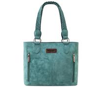 Wrangler Tragetasche für Damen, mehrere Taschen, Schulter-Geldbörse mit gewebtem Riemen, Blaugrün, Blau