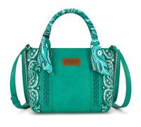 Wrangler Tragetasche für Damen, Umhängetasche, Retro-Drucke und Köpergewebe, Western-Geldbörse, Vintage-Handtasche mit Tragegriff oben, Türkis/Ausflug, einfarbig (Getaway Solids), Medium