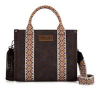 Wrangler Tragetasche für Damen, Western-Geldbörse mit Boho-Schultergurt, mittelgroß, mit Tragegriff oben, Geldbörsen und Handtaschen, Chocolate + Beige Cf/Cf, Medium, Western-Tragetasche