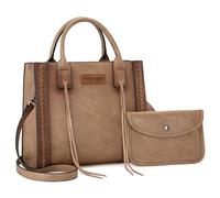 Wrangler Tragetasche für Damen, Western-Rindsleder, Geldbörse und Geldbörsen-Set, Vintage Khaki, Large