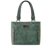 Wrangler Tragetasche im Used-Look für Damen, Western-Geldbörse, mehrere Taschen, Handtaschen und Schultertasche, Geflochtenes Olivgrün, Einheitsgröße