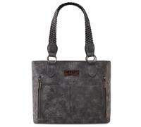 Wrangler Tragetasche im Used-Look für Damen, Western-Geldbörse, mehrere Taschen, Handtaschen und Schultertasche, Geflochtenes Frostgrau, Einheitsgröße