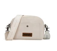 Wrangler Umhängetasche für Damen, trendige Kamera-Schnappschuss-Tasche mit breitem Riemen, Doppellagig, hellbeige, Small