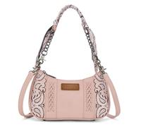 Wrangler Umhängetasche für Damen, Western-Wüste, Paisleymuster, Blumenstickerei, Unterarm-Handtasche mit Bandana, Pink, 9.8" (L) x 2.6" (W) x 5" (H)
