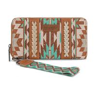 Wrangler Wallet Wristlet Aztec Clutch Long Purse Boho Credit Card Holder Wallet, Azteken-Boho, Hellbraun, 8.7” x 1.2” x 4.7”