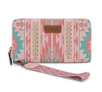 Wrangler Wallet Wristlet Aztec Clutch Long Purse Boho Credit Card Holder Wallet, Azteken-Boho-Hellrosa