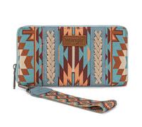 Wrangler Wallet Wristlet Aztec Clutch Long Purse Boho Credit Card Holder Wallet, Boho Azteken-Jeans, 8.7” x 1.2” x 4.7”