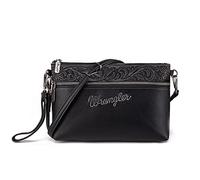 Wrangler Western Umhängetasche aus Rindsleder für Damen, Clutch, Handgelenktasche, Muster: Schwarz, Einheitsgröße