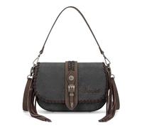 Wrangler Western-Umhängetasche für Damen, Flap Crossbody Geldbörse mit Überwendlingsstich und Fransen, Vintage-Cowgirl-Handtasche, Schwarz, Small, Handtaschen im Taschenformat