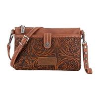 Wrangler Western-Umhängetaschen aus Rindsleder für Damen, Clutch, Handgelenkstasche, Geldbörse, Einheitsgröße