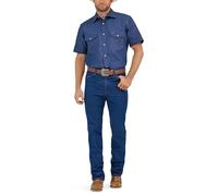 Wrangler Westernhemd für Herren mit zwei Taschen und kurzen Ärmeln im Cowboy-Schnitt, Blau, L