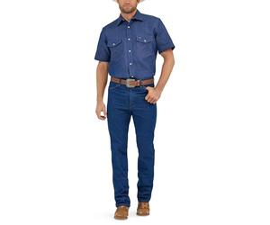 Wrangler Westernhemd für Herren mit zwei Taschen und kurzen Ärmeln im Cowboy-Schnitt, Blau, L