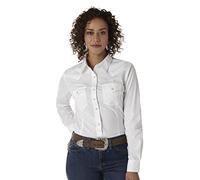 Wrangler Women's Western Yoke Two Snap Flap Pocket Shirt, White, XX-Large