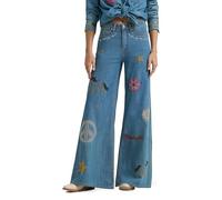 Wrangler X Lainey Wilson Damen Bestickte Hose mit weitem Bein, Denim, Bestickter Denim, 32