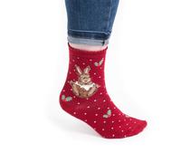 Wrendale Designs Damen Socken Weihnachts-Hase 'Little Pudding' | WD-XSOCK001