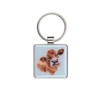 Wrendale Designs Schlüsselanhänger "Mooo" Kuh, hellblau, 40mm x 80mm