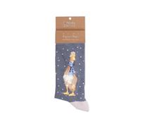 Wrendale Designs Weihnachtssocken - XSOCKM004 - Herren - Christmas Scarves, Ente, grau, 1 Paar, Gr: 41-46