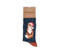 Wrendale Designs Weihnachtssocken - XSOCKM005 - Herren - Festive Fox, Fuchs, blau, 1 Paar, Gr: 41-46