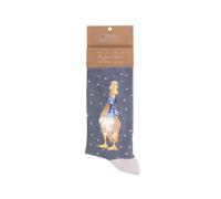 Wrendale Designs Weihnachtssocken - XSOCKM004 - Herren - Christmas Scarves, Ente, grau, 1 Paar, Gr: 41-46
