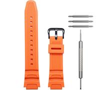 WRISTARMOR Herren Harz Uhrenarmband Ersatz für Casio AE-1100w SGW-300H AE-1000w AE-1200 W-218H Wasserdichtes Sport Uhrenarmband (Orange Schwarz Schnalle)