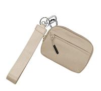 Wristlet Pouch KeyChain - Schlüsselanhänger Zip Tasche, Waterproof Nylon Damen Münzbeutel, Compact Key Ring Geldbörse mit Handband für Schutz und Sicherheit, Khaki, se beskrivning, Unisex