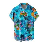 WRITKC Tropische Hemden mit Knopfleiste, Urlaub, lässig, Hawaii, kurzärmelig, lockere Strandhemden, Blue Sea -46, L