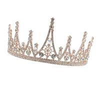 WRITWAA 1 Stück Geburtstagskrone Stirnband Erwachsene Kronen Hochzeit Tiaras Mädchen Braut Stirnband Dekoration Prinzessin Perlenstirnband Geburtstagsfeier Krone Legierung Golden