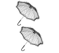 WRITWAA 2 STK Regenschirm Aus Spitze Regenschirm Für Kinder Hochzeitsfoto Requisite Mädchenkostüm Weißer Hochzeit Braut Lüfter Stockschirm Retro Black Eisen