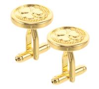 WRITWAA 2 Stück Glücksklee-Manschettenknöpfe, goldene dreiblättrige Manschettenknöpfe für Damen und Herren, runde aus Kupfer, Schmuck, Accessoires für formelle Anlässe wie Smoking und Hemd