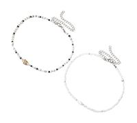 WRITWAA 2 Stück Handgefertigte Perlen halsketten mit Muschelanhängern Verstellbare Bunte Boho choker für Damen Strand Sommer schmuck Lässige Surferkette Farbenfrohe Beach necklaces