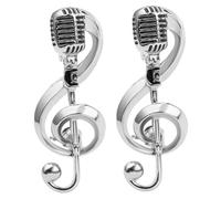 WRITWAA 2 Stück Musik brosche Set Mikrofon Noten Anstecknadeln Damen Schmuck Modisch Legierter Schmuck für Musikliebhaber Elegante Accessoires für Kleidung und Kostüme