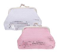 WRITWAA 2 Stück-Pack Kleiner Pailletten Geldbörsen für Mädchen mit Kiss Lock Verschluss aus Polyester Kompakt und Vielseitig für Besondere Anlässe und Alltag Geeignet