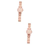 WRITWAA 2stücke Damen Armbanduhr Aus Edelstahl Mit Roségold-Finish Elegante Quarzuhr Für Frauen Komfortabel Und Anpassbar Für Alltag Und Besondere Anlässe Hochpräzises Ziffernblatt