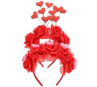 WRITWAA 2stücke Herz-blumen-haarband für Valentinstag Party-haaraccessoires Haarschmuck für Erwachsene Valentinstag-haarbänder Langlebiger Stoff Einfache Handhabung für Fotos