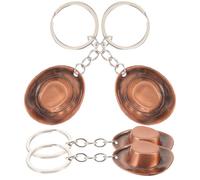 WRITWAA 4 Stück Hut Schlüsselanhänger aus Metall mit Retro Design und Filigraner Verarbeitung zum Dekorieren von Taschen und Verhindern von Schlüsselverlust