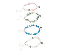 WRITWAA 4 Stück Teiliges Boho-Armband Verstellbare Stretch-Armbänder aus Kieselstein mit Meeres-Schildkröten- und Muschel-Anhängern Transparenten und bunten Farben Küsten Strand-Thema