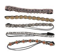 WRITWAA 5stücke Verzierte Perlenstirnbänder mit Strass für Damen Elastische Boho-haarbänder mit Kunstperlen Modischer Haarschmuck für Party und Festlichkeiten