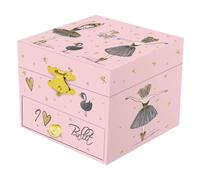 WRITWAA Ballerina Spieluhr Schmuckbox mit Spiegel Zweilagiger Schwarzer Vogel Schmuckaufbewahrung Drehende Ballerina Musikbox für Make up und Kinderaccessoires