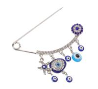 WRITWAA Blauer Evil Eye Brosche Anstecker mit Fließendem Quasten Design und Sicherer Nadelstruktur aus Zinklegierung für Kreative Stylings und Hochzeitsanlässe Denim und Canvas