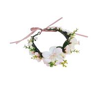 WRITWAA Blumenkranz Haarreif für Damen Verstellbares Stirnband mit Dekoration Zartem Rosa für Hochzeit Festival und Strandveranstaltungen